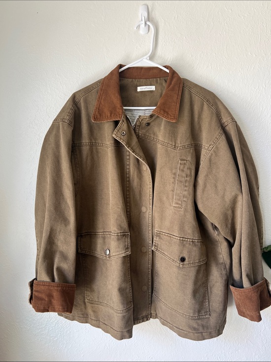 Neuflora Jackets & Blazers - Neuflora- Tasmania Jacket-Brown Canvas Jacket with Corduroy Collar - Women